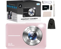 K&L Digitale Camera - Fototoestel - Fotocamera - Compact Camera - Vlog Camera - Voor Kinderen - Inclusief 32GB - Roze