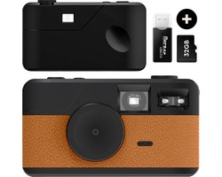 K&L Digitale Camera - Schermvrij - Oplaadbaar - 16.000 Foto's - Fotocamera - Vintage - Inclusief 32GB - Duurzaam - Bruin