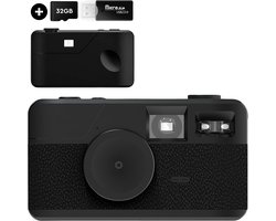 K&L Digitale Camera - Schermvrij - Oplaadbaar - 16.000 Foto's - Fotocamera - Vintage - Inclusief 32GB - Duurzaam - Zwart