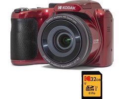 Kodak Pixpro AZ255 Camera, 16,35 MP, 25x zoom, Full HD, Rood - + 32GB geheugenkaart