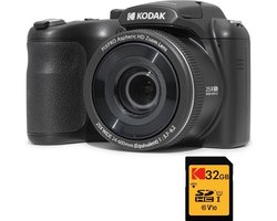 Kodak Pixpro AZ255 Camera, 16,35 MP, 25x zoom, Full HD, Zwart - + 32GB geheugenkaart