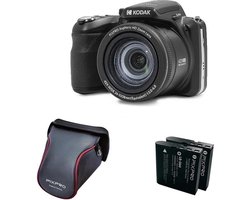 Kodak Pixpro AZ425 zwart KIT, incl. 2 accu's & tas - Digitale bridgecamera, 42x optische zoom, 24 mm groothoek, 20 megapixels, 3 LCD, 1080p Full HD-video, Li-ION-batterij - Zwart