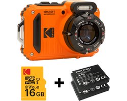 KODAK Pixpro Pack WPZ2 + 2 Batteries + 1 carte SD - Compact 16M Pixels, Etanche à 15m, Anti-Choc, Video 720p, Zoom Optique 4x, Ecran LCD 2,7 - Batterie Li-ion - Orange