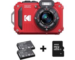 Kodak WPZ2 - Compactcamera - Onderwatercamera - 16 megapixel - Rood - Extra accu - 16GB geheugenkaart