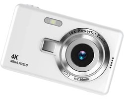 longziming -4K Digitale Camera 96MP –wit- Compacte Point-and-Shoot Fotocamera – 16× Digitale Zoom – 2,4” IPS Scherm – Full HD Video – Mini & Draagbaar