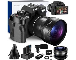 Luxe Digitale Camera – Vlog Camera – Fotocamera – Afneembare Microfoon – Complete Set – Auto Focus – 48MP – Inclusief TF-Kaart – Vernieuwd Design – Zwart