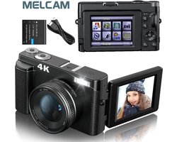 Melcam - Vlog Camera - Digitale Camera - Videocamera - Geschikt Voor Beginners - 16x Zoom - 4K Video - Anti Shake - Met Flitser