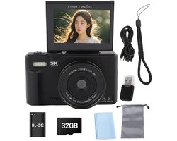 Milova Vlog- en foto camera - Met WiFi en flipscreen - 75MP - 32GB SD-kaart - Fotografie - Vloggen - Videorecorder - Digitale camera