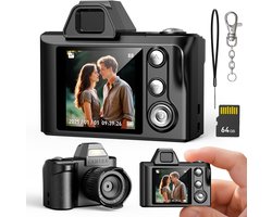 Mini digitale camera - 1080P HD-video -1,3 inch scherm retro kleine sleutelhanger camera met 64 GB SD-kaart voor volwassenen kinderen reizen studie opname