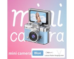 Mini digitale camera met 1,47 inch LCD-scherm, 1080P retro digitale mini CCD-camera, nieuwe compacte minicamera uit 2026 met draaibaar scherm, ideaal voor reizen, studeren en concerten (blauw)