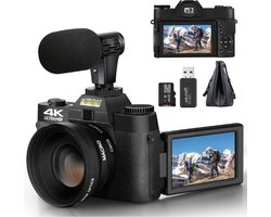 NBD® Digitale Camera - Digitale Camera Met Externe Microfoon - Foto Camera - Camera - Fotocamera - Digitale Camera Compact - Handycam - Fototoestel - Digitale Fototoestel - Digitale Camera Toestel - Videocamera - Vlog Camera - Fototoestel Digitaal
