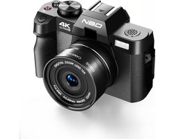 NT-48MP 4K Digitale Camera voor Foto's - Vloggen Apparaat met 180° Kantelbaar Scherm - 16x Zoom - Autofocus - 32GB TF-kaart en 2 Batterijen Inbegrepen - Ideaal voor Beginners