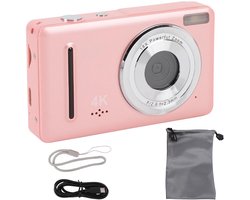 Pocketcamera - 4K Digitale Camera - 64 MP - 18X Digitale Zoom - 2,4-Inch Scherm - voor Beginnende Reisvlogs - Roze