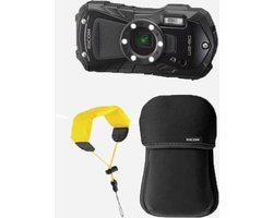 Ricoh Compactcamera WG-80 Zwart KIT met Drijfriem en Neoprene beschermhoes