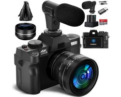 Sensova - Camera 4K Digitale Fotocamera met 48 MP en 180° Flip Screen – Vlogcamera met 16x Digitale Zoom, WiFi, Groothoek- en Macrolens, Ideaal voor YouTube, Reizen en Content Creatie