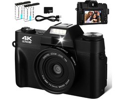 Titel: Digitale Camera met 3" Draaibaar Scherm - 56MP Foto & 4K Video - Ideaal voor Vloggen en Fotografie