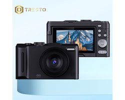 TRESTO - 4K Digitale Camera - 64 MP 18x Digitale Zoom - Autofocus Videocamera met 3 Inch Flip-scherm - Compacte Anti-shake Vlogcamera - voor Live Streaming Reisfotografie - 64 MP - Autofocus - Zwart