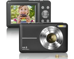 TRESTO- Digitale camera- Zwart- 32GB micro-geheugenkaart met 1 batterij- 16x zoom- 1080P compactcamera- 44MP