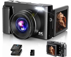 VELTRR® Vlog Camera voor Beginners - Videocamera voor Kinderen en Volwassenen - Handycam - 4K Kwaliteit