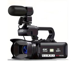 Vlogcamera – Compactcamera – Videocamera – Fotocamera – Vlogging Camera – 6K Ultra HD Video – Nachtzicht & 18x Digitale Zoom – 64MP – Touchscreen – Wifi – Inclusief Microfoon & Afstandsbediening – Zwart