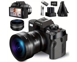 Vlogcamera – Digitale Camera – Compact Camera – Fototoestel – Selfiecamera – 48MP Sensor – 4K Video – WiFi & App Bediening – Zwart