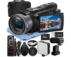 Vlogcamera – Videocamera – Compactcamera – Camcorder – Fotocamera – 4K Ultra HD Video – 48 Megapixels – Wi-Fi & App-bediening – 16x Zoom – 270° Kantelbaar IPS Scherm – Externe Microfoonaansluiting – 3x Langere Batterijduur