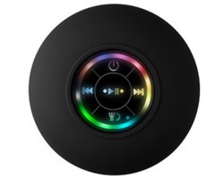 2-pack Bluetooth-doucheluidsprekers met LED - Draagbare draadloze miniluidsprekers met microfoon en zuignap, IPX4 waterdicht, Geschikt voor douche, reizen, zwembad, drijven op rivieren en buitenplezier (zwart) 4-niveau waterdicht