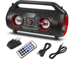 Audiocore AC875 Bazooka Draagbare Bluetooth-luidspreker Boombox 30W (20W + 5Wx2) IPX4 Spatwaterdicht / Radio / microSD / Aux-In / USB / Verlichting / Microfoonpoort / Afstandsbediening