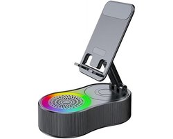 Bluetooth-luidsprekerstandaard, 360° draaibare multifunctionele audio- en videostandaard met HiFi-surroundgeluid, draagvermogen van 8 kg voor telefoons en tablets, TWS/FM/RGB/NFC