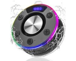Bluetooth Speaker Klein, Douche Speaker met LED Licht, Zuignap en Microfoon, IPX7 Waterdichte Douche Radio, Muziekbox voor Strand, Feest