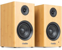 Boekenplank speakers - Audizio BS15 - Actieve speakerset met Bluetooth - HiFi speakers - 60W - Bamboe