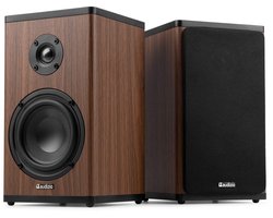 Boekenplank speakers - Audizio BS20 speakerset - Luidspreker boxen met Bluetooth - 60 uur accu - Houtlook
