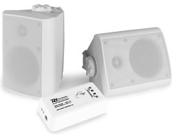 Buiten speakers - Power Dynamics BT10 versterker met Bluetooth en 4'' witte speakers