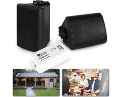 Buiten speakers - Power Dynamics BT10 versterker met Bluetooth en 4'' zwarte speakers