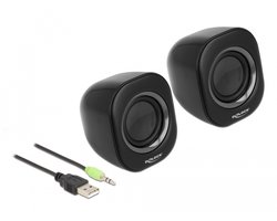 Delock Mini Stereo PC Speaker with 3.5 mm stereo jack male and USB powered