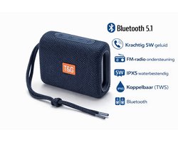 Draagbare Bluetooth Speaker Blauw – Mini Waterproof IPX5 – 5W Krachtig Geluid – AUX, USB & TF – Handsfree Bellen – Compacte Draadloze Speaker