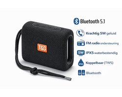 Draagbare Bluetooth Speaker Zwart – Mini Waterproof IPX5 – 5W Krachtig Geluid – AUX, USB & TF – Handsfree Bellen – Compacte Draadloze Speaker