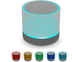 Draagbare draadloze mini Bluetooth-luidspreker, Super Bass stereo oplaadbare luidspreker met LED-verlichting - Wit