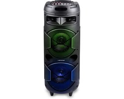 Dunlop Bluetooth Speaker MW-538 - 2 x 10W - met FM-Radio en AUX/MIC Ingang - Ingang voor TF Kaart en (Micro)USB - LED Verlichting - Zwart