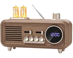 Fivesquare RetroTube Clock Radio Speaker – Retro Buizenlamp Design, 7W Speaker, Clock Display, Night Light, FM & Bluetooth 5.4