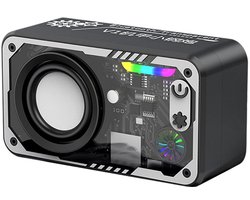 Fivesquare SteelCannon RGB Speaker – Mini Bluetooth Speaker met Transparant Industrieel Design, 5W Bass & RGB Ambient Licht Zwart