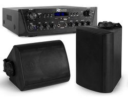 Geluidsinstallatie met Bluetooth - PV220BT 2-zone versterker audio + 2 BGO40 zwarte 4'' speakers