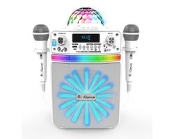 iDance Party Groove Portable 9-in-1 karaoke systeem WIT - Karaoke Set Kinderen - Met 2 microfoons