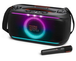 JBL PartyBox On The Go 2 – Draagbare Bluetooth Speaker - Met Draadloze Microfoon - Handige Schouderriem - LED verlichting - Spatwaterdicht - Zwart