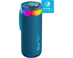 JLAB Go Bluetooth Speaker Draadloos - Draagbare Muziekbox - 16 uur Batterijduur - 10 Watt - Bass Boost - IPX6 Waterproof - Multipairing - Instelbare Party Lights - App Equalizer - Blauw