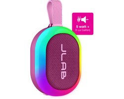 JLab Pop Mini Bluetooth Speaker Draadloos - Draagbare Muziekbox - 8 uur Batterijduur - 5 Watt - IPX6 Waterproof - Multipairing - Instelbare Party Lights - App Equalizer - Roze