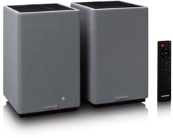 Lenco Hifi Speaker - Boekenplank speakers met Bluetooth - 80W - 2 stuks - Stereo set - SPB-240BKGY - Zwart/Grijs
