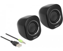 Mini stereo pc -luidspreker met 3,5 mm stereo jack mannelijk en USB aangedreven