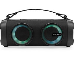 Nedis Bluetooth Party Boombox - 5 uur - 2.0 - 24 W - Media afspeelmogelijkheden: AUX / USB - X4 - Koppelbaar - Handgreep - Feestverlichting - Zwart