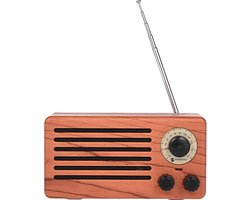 Peachy NR-3013 Mini Houten textuur Retro FM Radio Draadloze Bluetooth Speaker - Houtkleur Lichtbruin
